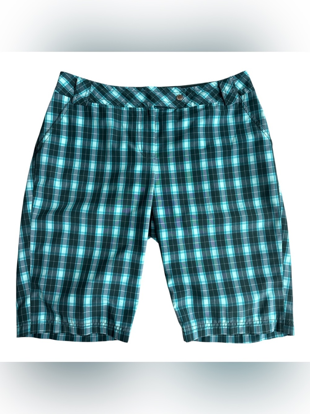 Annika Cutter & Buck Women’s Teal Plaid Golf Shorts